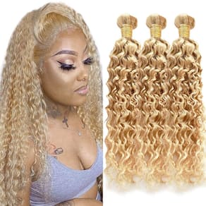 Pacotes de cabelo Dokksiiia Kinky Curly Ombre P27/613 20-30cm