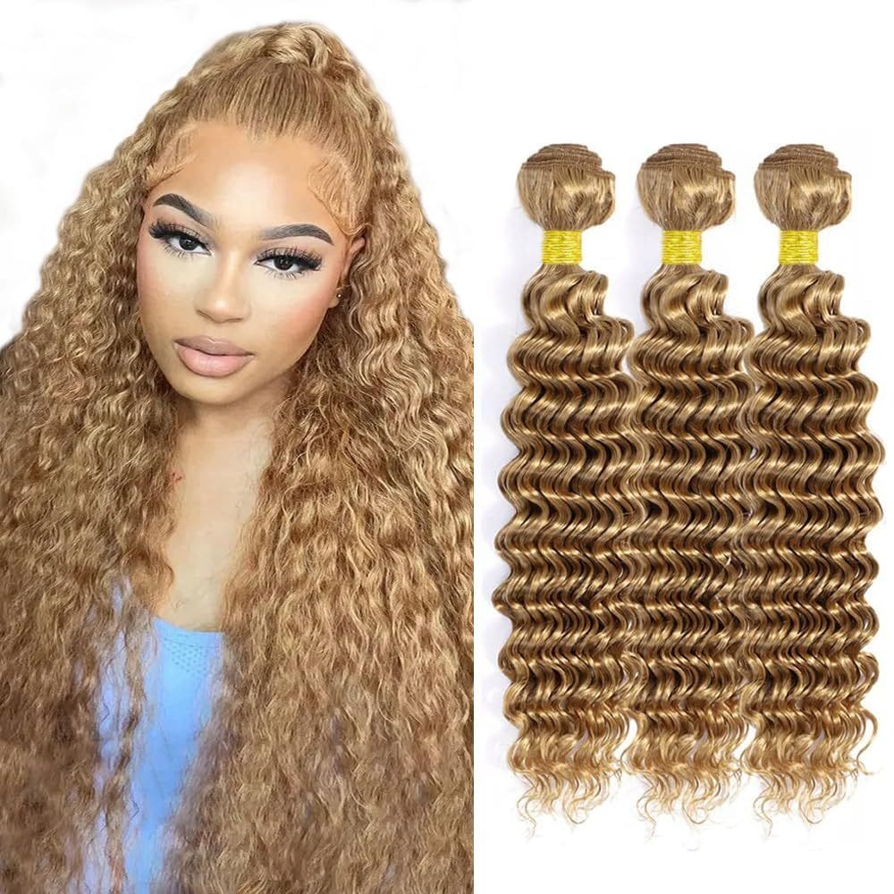 Pacotes de cabelo Biliisyff Blonde Deep Wave #27 Brazilian 22-26cm