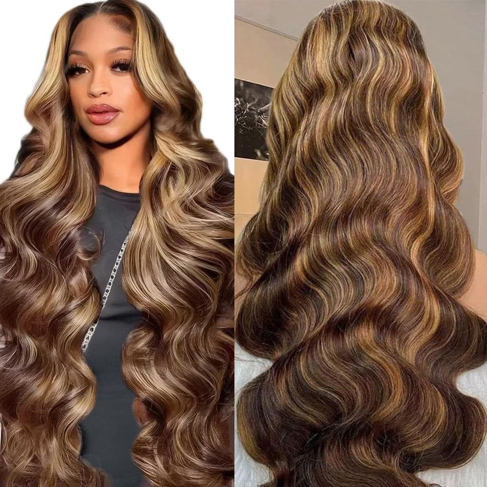 Peruca frontal de renda SFD Ombre Human Hair 76cm 180% Densidade 4/27