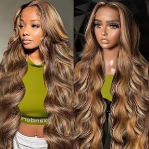 Peruca frontal de renda Agairl Highlight Ombre Human Hair 60cm
