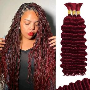 Cabelo trançado humano em Deep Water Wave 99J Red 14in