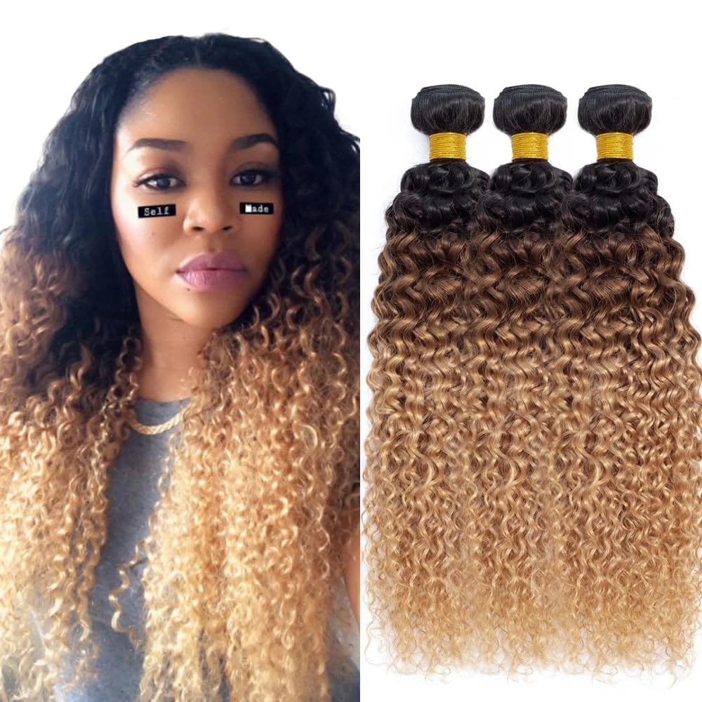 #4 Pacotes de cabelo humano CnumGunm Brown Kinky Curly 60 cm 3 x 60 cm