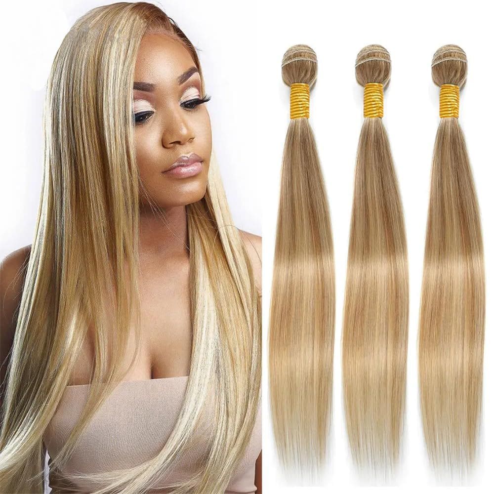 Extensões de cabelo Nuailisex Blonde Straight 30cm 35cm 40cm
