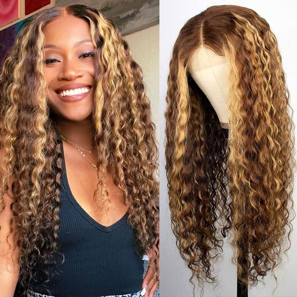 Peruca PYY Highlight Ombre Deep Wave 100% cabelo humano 22"