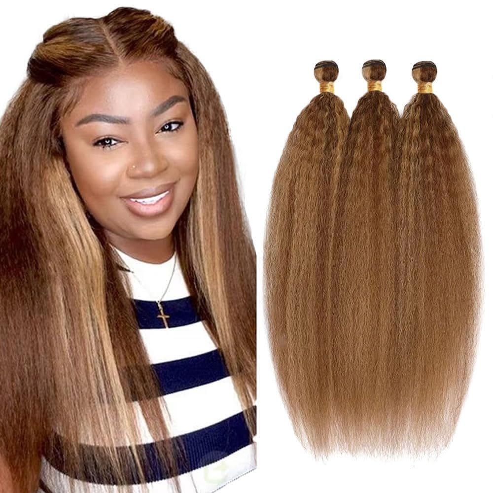 Extensões de cabelo ZevPiul Ombre Brown P4/27 Kinky Straight 30-40cm