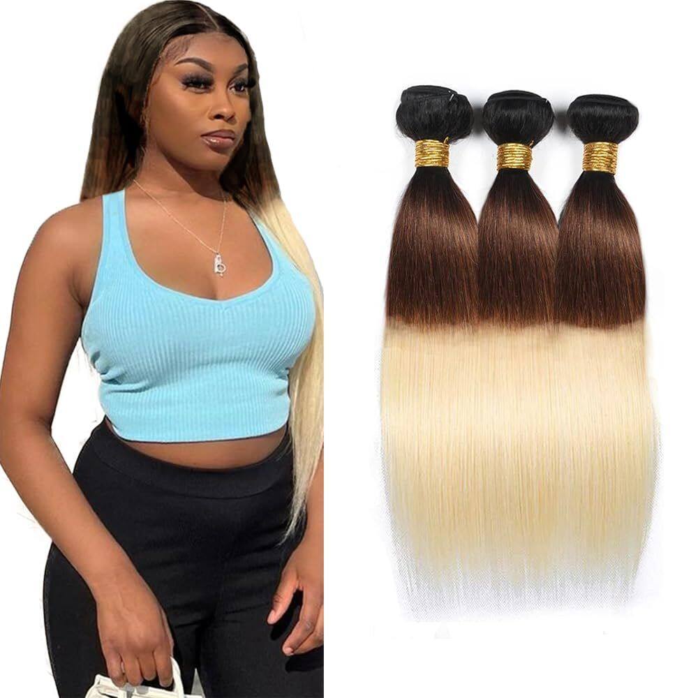 Pacotes de cabelo CnumGunm T1B/4/613 Straight Blonde 10-32"
