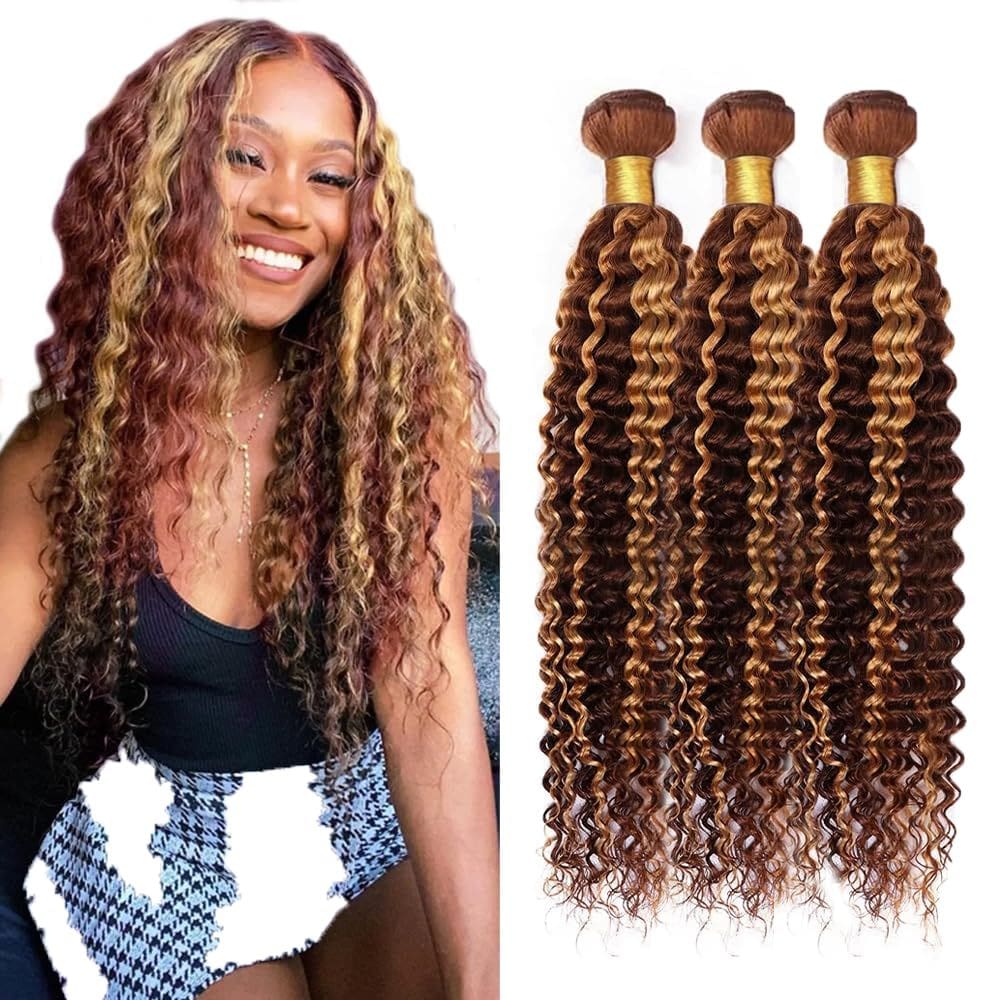 Pacotes de cabelo CNUMGunm Highlight Deep Wave 14 16 18 em #27