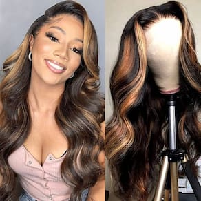 Peruca haha Body Wave Ombre Lace Closure Cabelo humano 35cm
