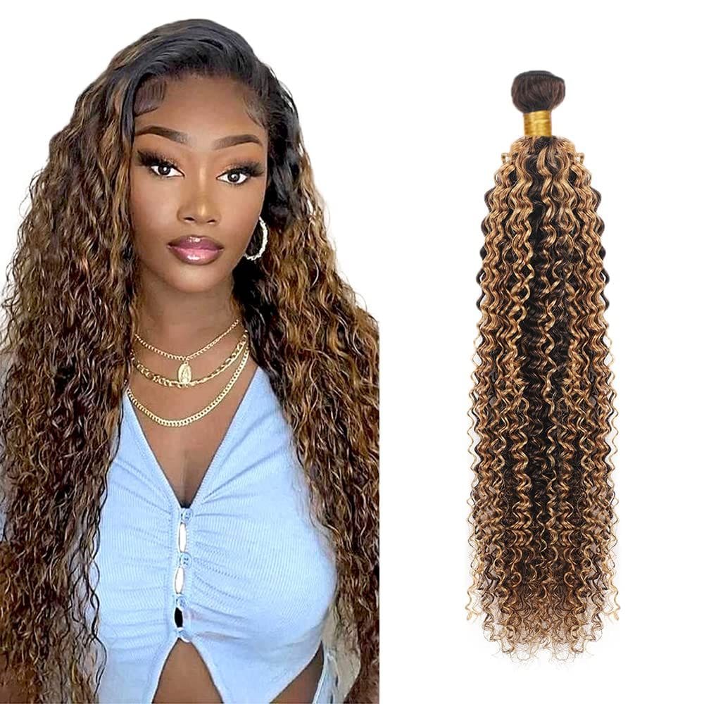 Hair Weave Zevpiul Brown Kinky Curly P4/27 30 no Brasil