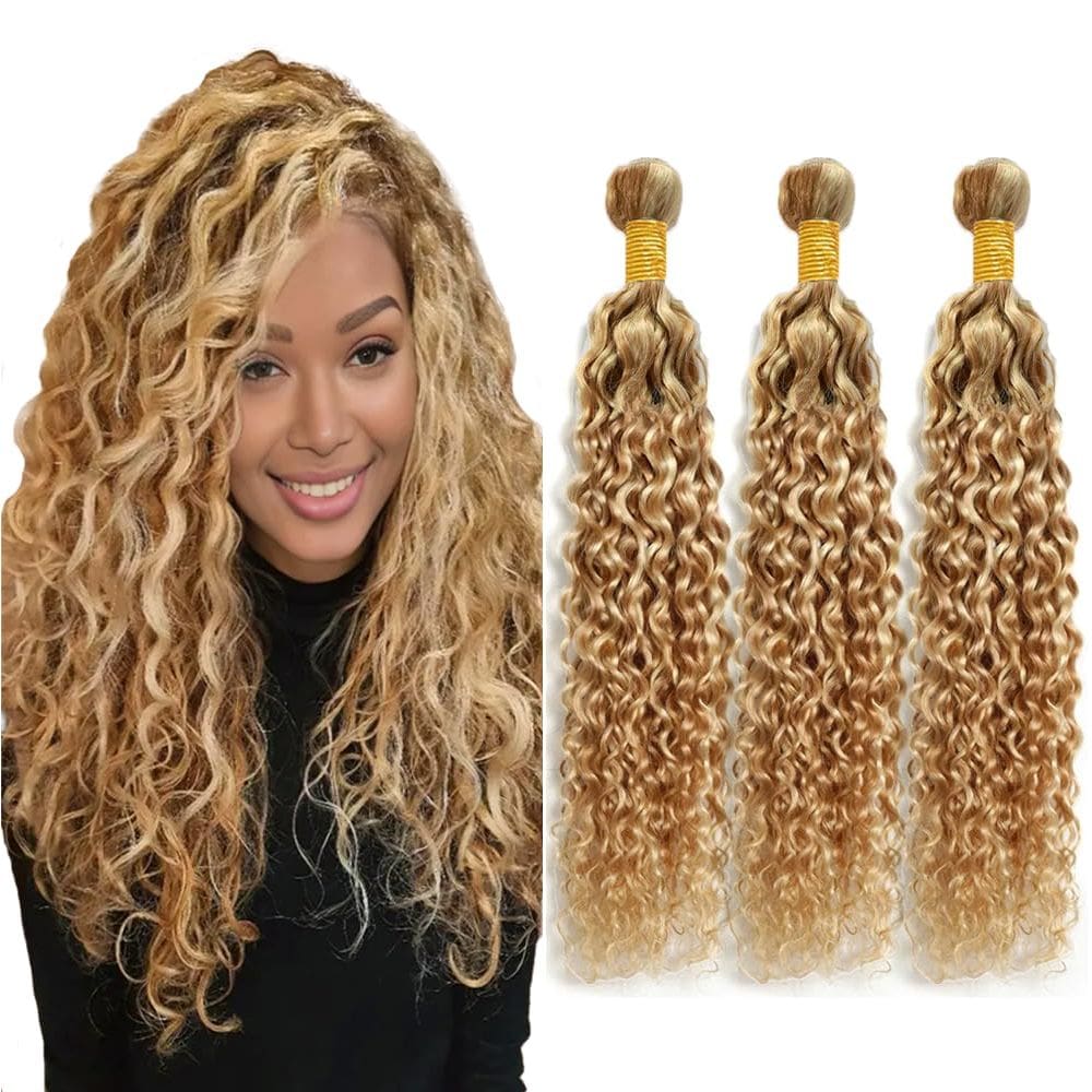 Extensões de cabelo Nuailisex P27/613 Blonde Curly 45-55cm