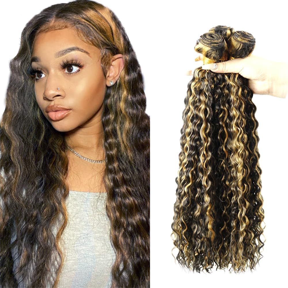 Pacotes de cabelo Vinmdonm P1B/27 Blonde Deep Wave 45-55cm