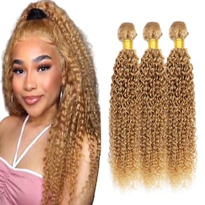 Pacotes de cabelo Nuailisex Blonde Kinky Curly Color 27 50-75cm