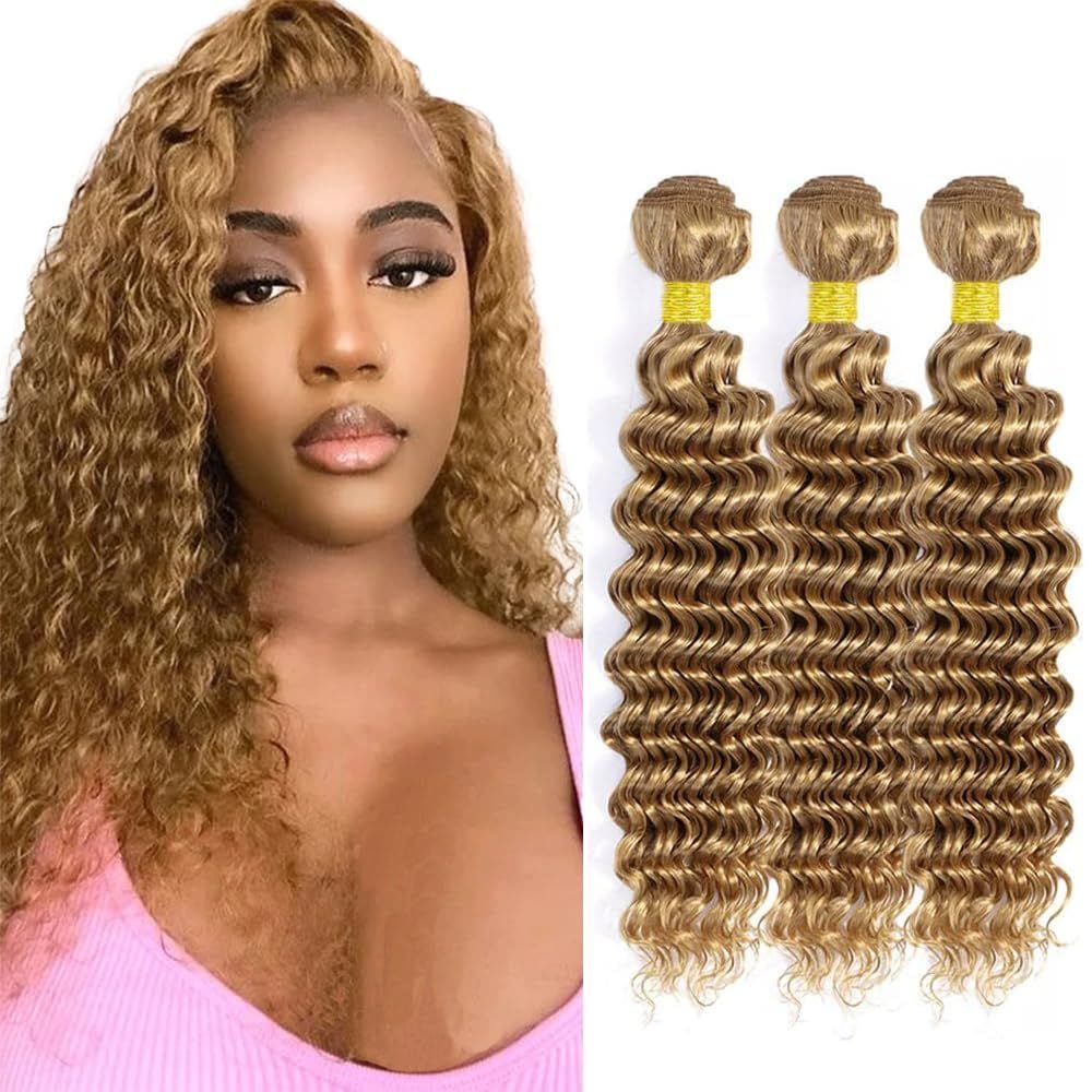 Extensões de cabelo Nuailisex Color 27 Deep Wave 40 45 50cm