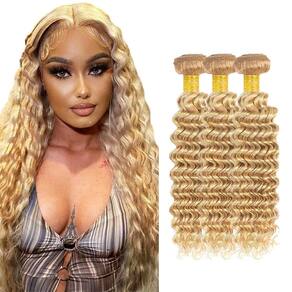 Pacotes de cabelo DiexRlamx P27/613 Cabelo humano brasileiro 3 pacotes