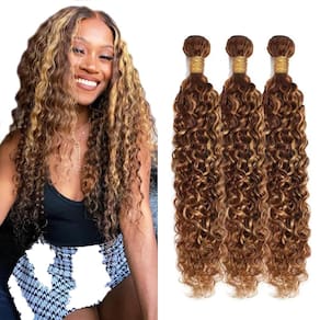 #33 Pacotes de cabelo humano CnumGunm Brown Kinky Curly 14 cm 16 cm 18 cm