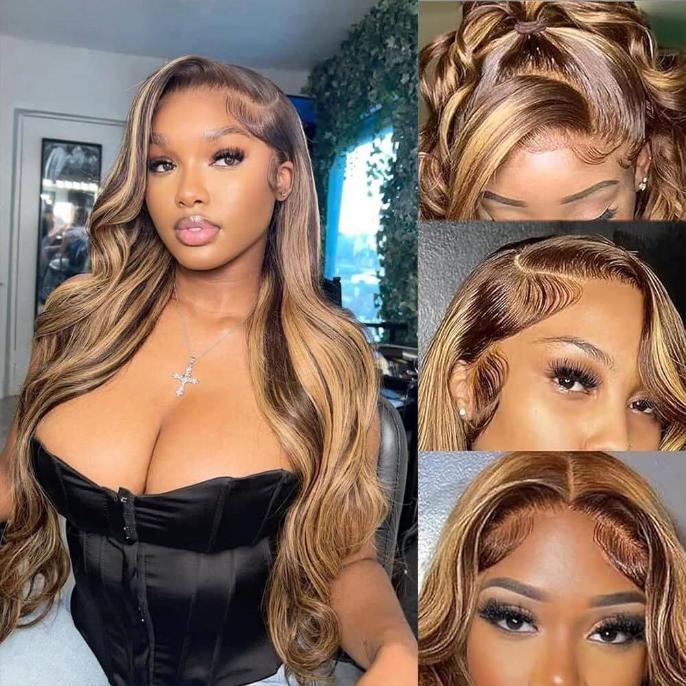 Peruca PIOGH Highlight Ombre Lace Front Human Hair 60 cm 180 mL