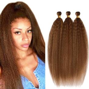 Hair Weave ZevPiul Dark Brown P4/30 Highlight Kinky Straight