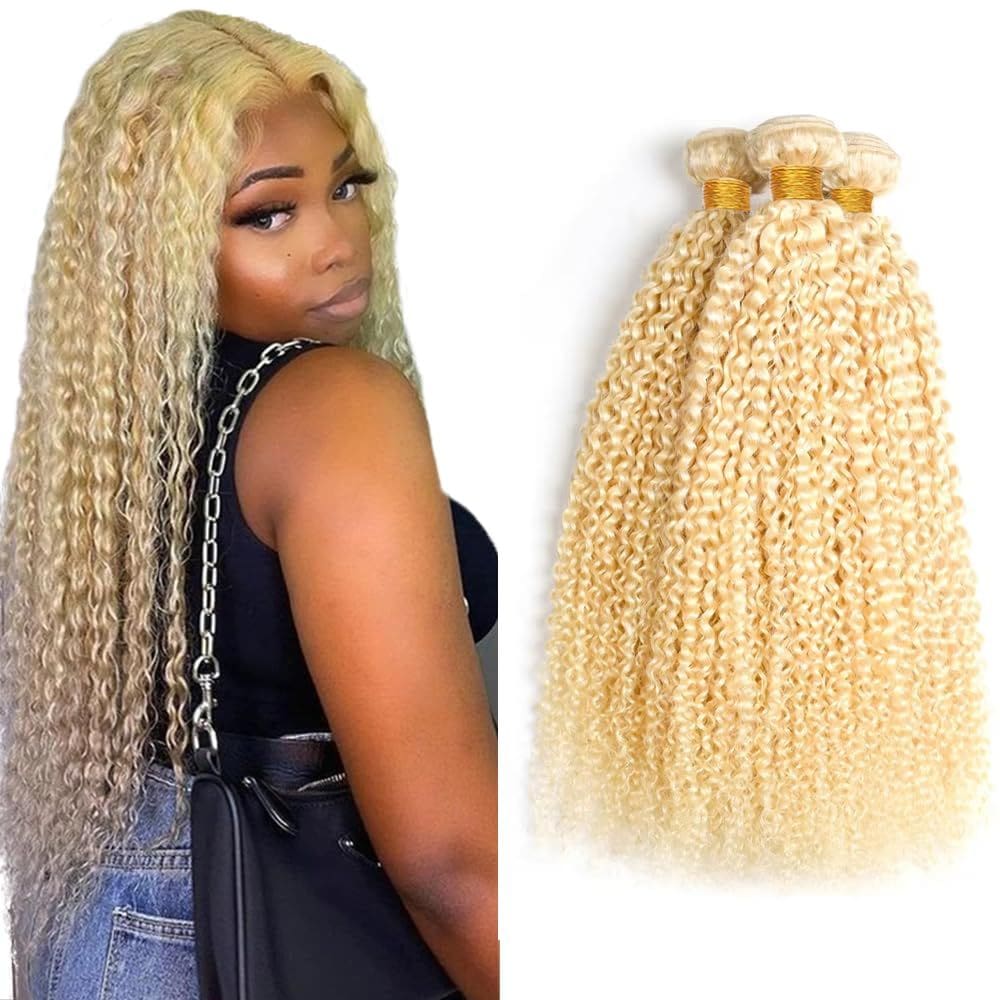 Pacotes de cabelo Freiuoke 613 Blonde Kinky Curly 22cm Brazilian