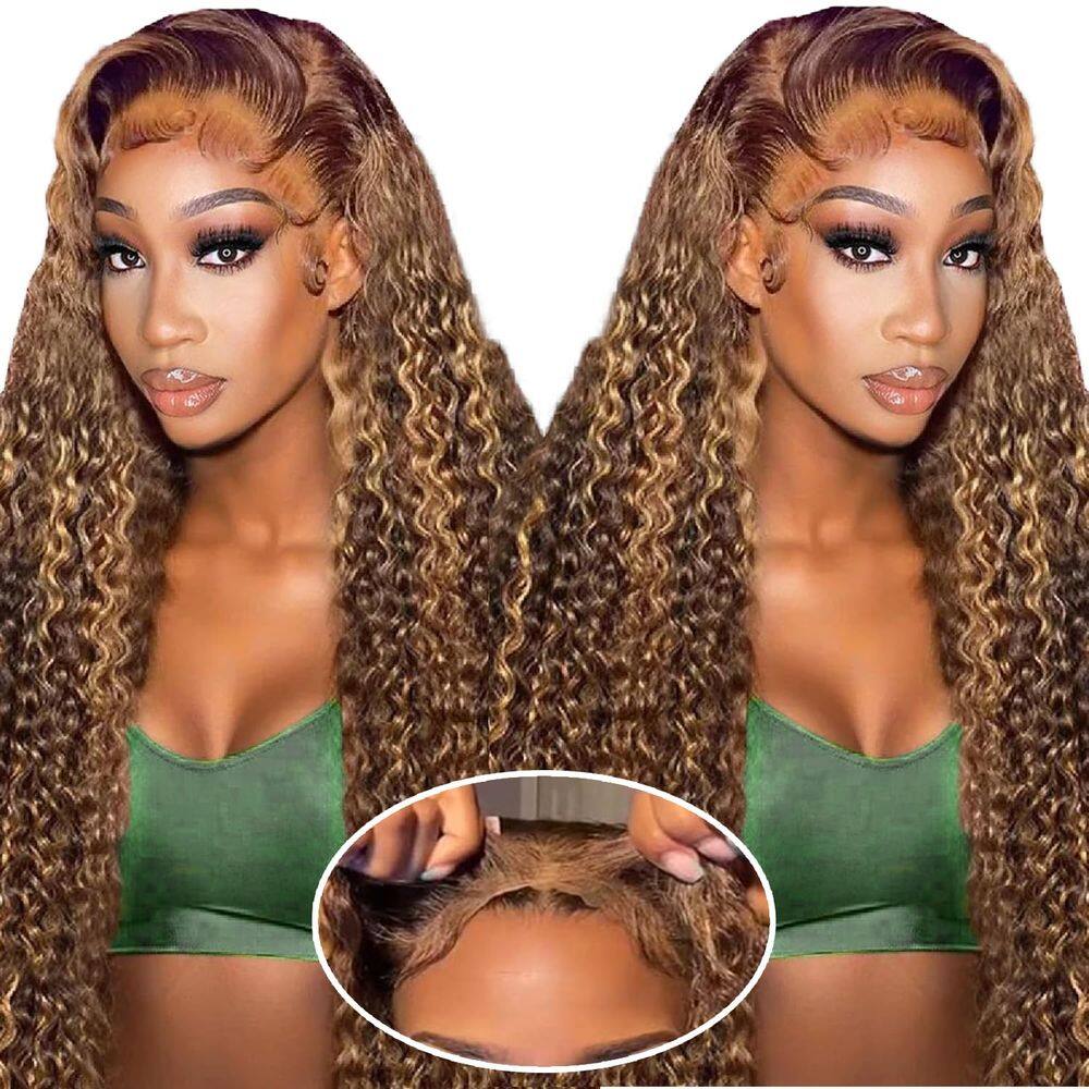 Peruca LuAija Highlight Ombre Curly Lace Front 26" 200% de densidade