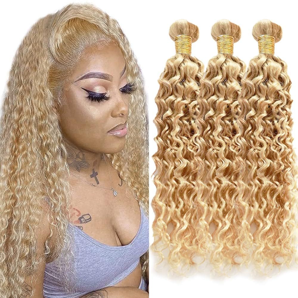 Pacotes de cabelo Dokksiiia Blonde Curly Wave P27/613 45-50cm