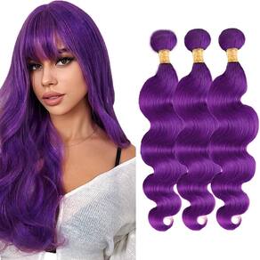 Pacotes de cabelo HuxoWax Dark Purple Brazilian Virgin 16 18 20cm
