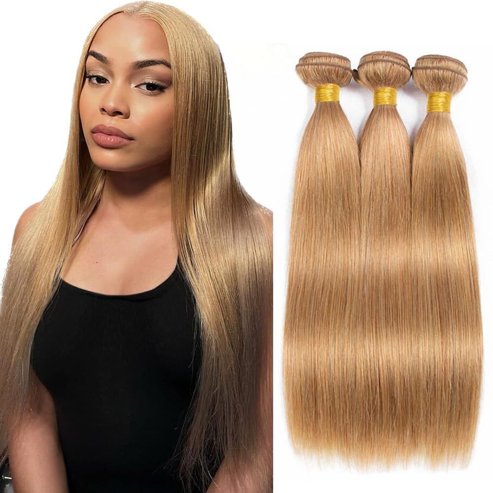 Extensões de cabelo Nuailisex Blonde Color 27 Straight 50-60cm