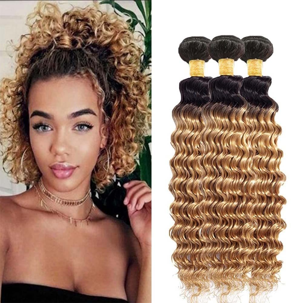 Pacotes de cabelo MAMART Deep Wave 1B27 Ombre 40-50cm Brazilian
