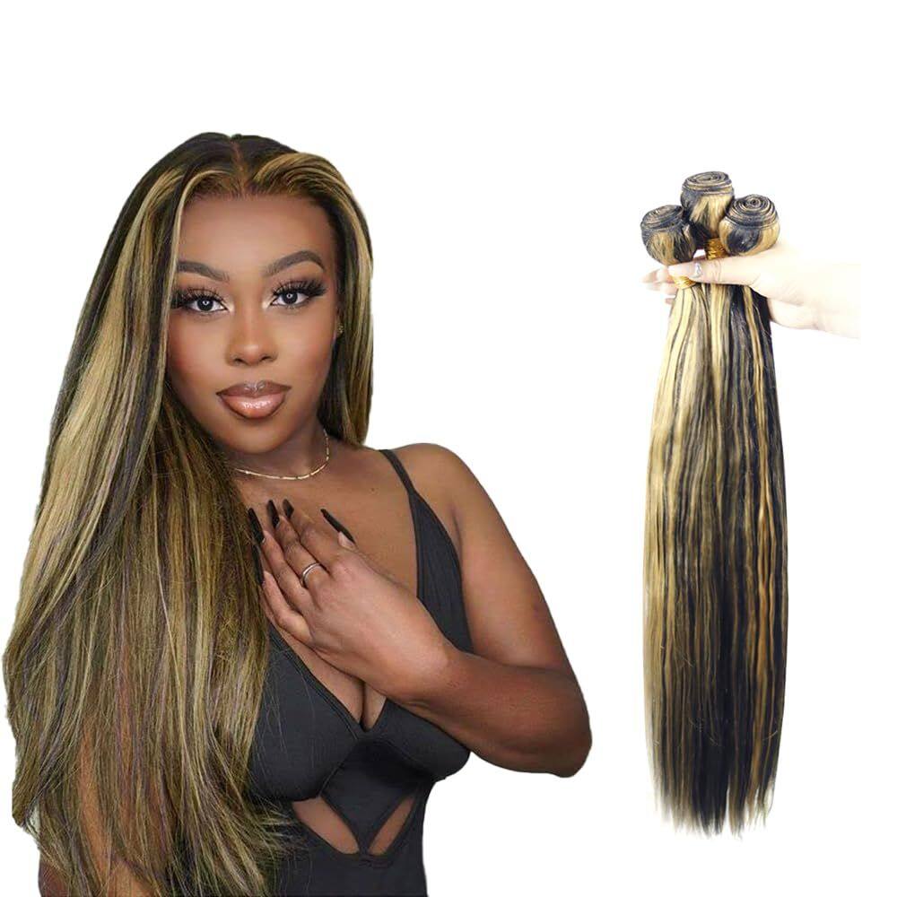 Pacotes de cabelo Vinmdonm P1B/27 Highlight Straight 35-45cm 3 pacotes