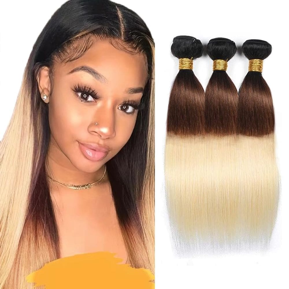 Pacotes de cabelo CnumGunm Ombre Blonde 613 Straight 300g 40cm