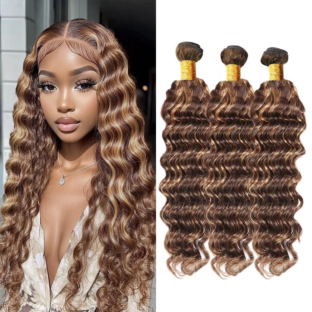 Pacotes de cabelo Dokksiiia P427 Highlight Deep Wave 8A Grade