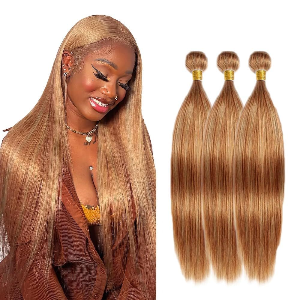 Pacotes de cabelo Gveoxvo P27/30 Blonde Straight 20cm 300g 8A