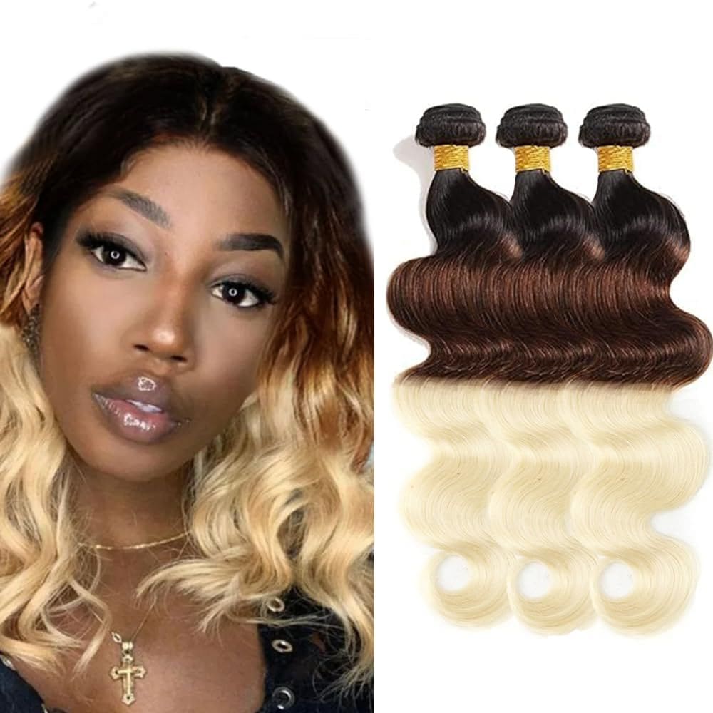 Pacotes de cabelo CnumGunm T1B/4/613 Body Wave 3 Tone 10-32 polegadas