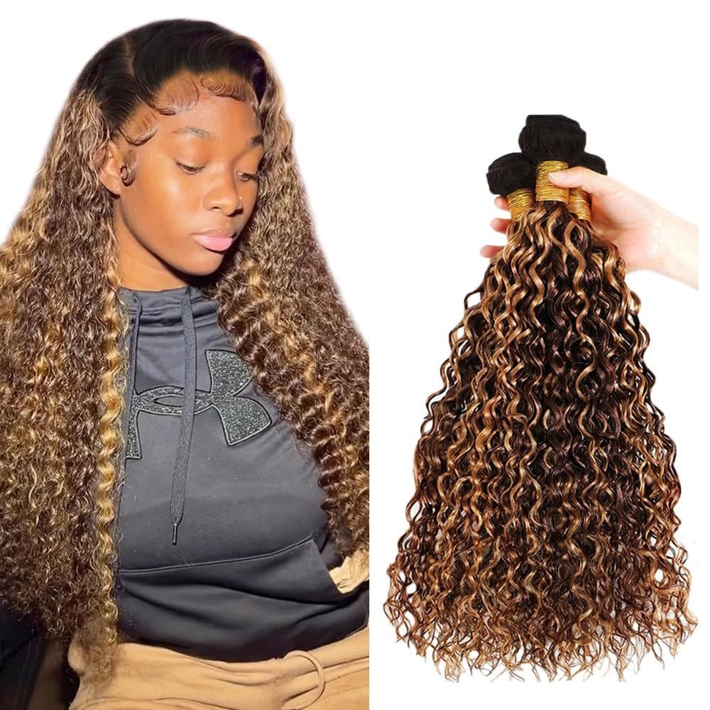 Pacotes de cabelo HuxoWax Freiuoke Ombre Water Wave 30 35 40cm