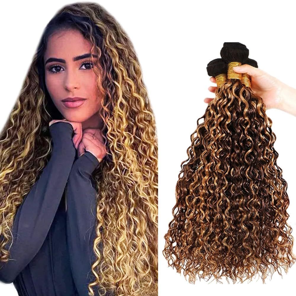 Pacotes de cabelo HuxoWax Highlight Ombre Water Wave 45-55cm