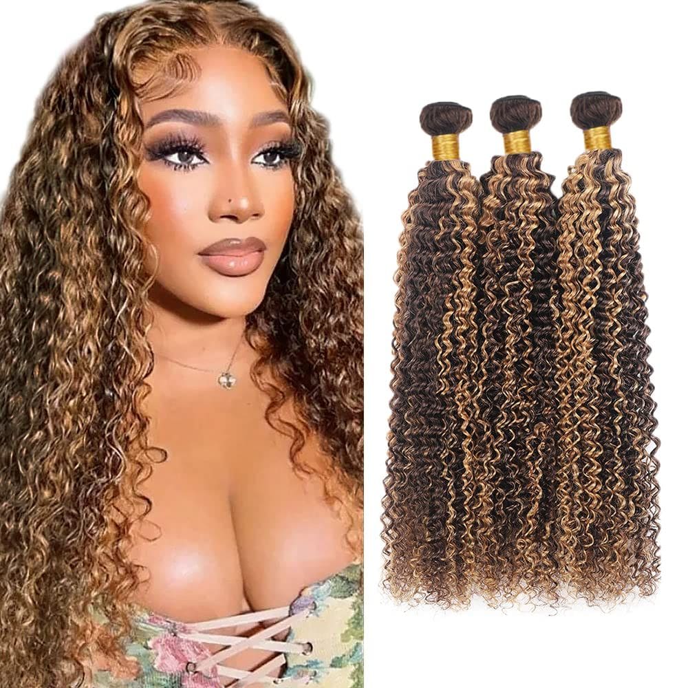 Extensões de cabelo ZevPiul Brazilian Virgin Blonde Curly 3x30cm