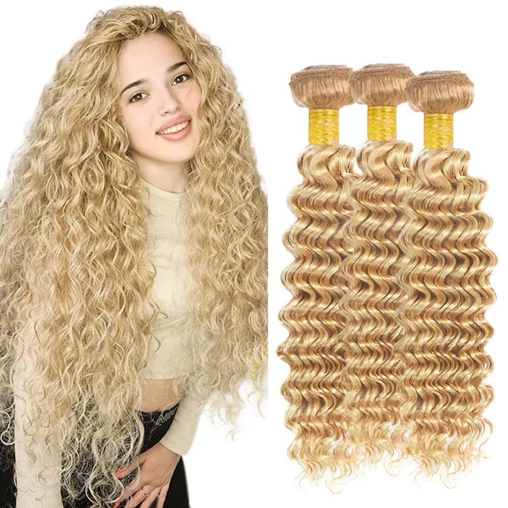 Extensões de cabelo Nuailisex P27/613 Deep Wave 18cm 20cm 22cm