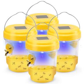 Wasp Trap Solar Outdoor Hanging Yellow Reutilizável (4, Amarelo)
