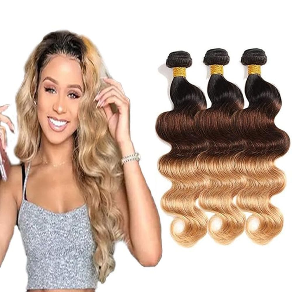 Pacotes de cabelo HuxoWax Ombre Brown Body Wave 3 pacotes 35-45cm