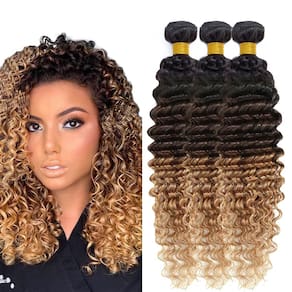 Pacotes de cabelo HuxoWax Ombre Deep Wave 8A Brazilian 30-40cm 3 pacotes
