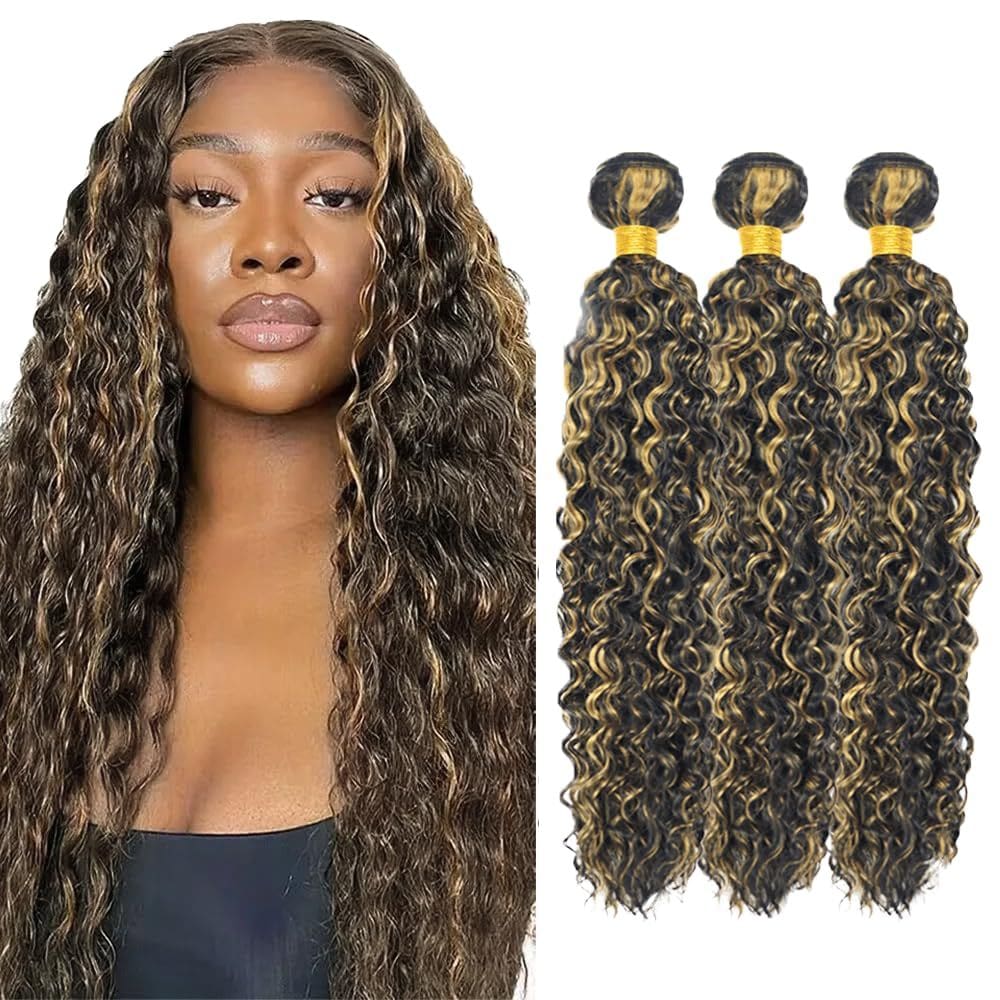 Pacotes de cabelo Vinmdonm Highlight Blonde Deep Wave 8A Remy 3x35-45cm
