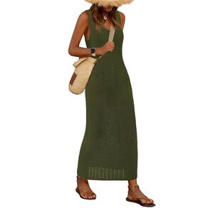 Capa de maiô BTFBM Crochet para mulheres Army Green XXL