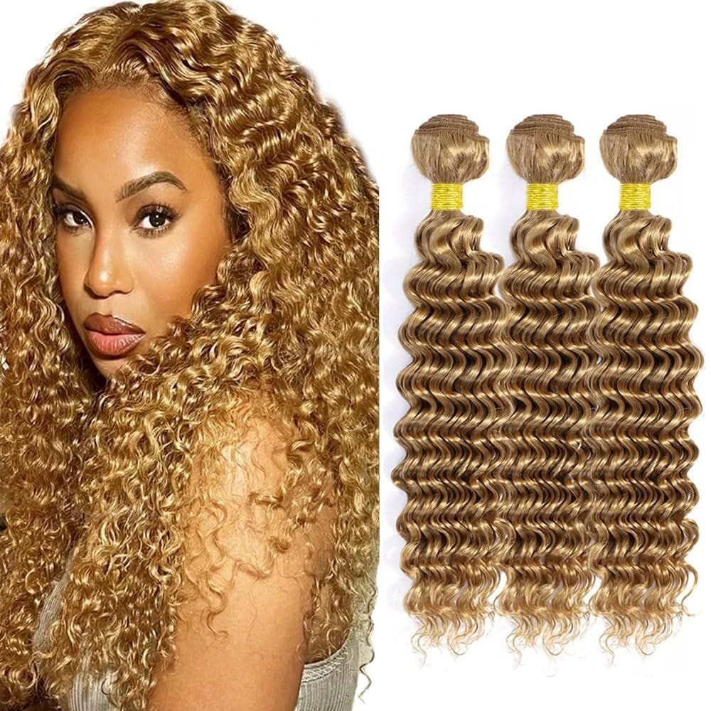 Pacotes de cabelo Nuailisex Blonde Deep Wave Brazilian 20 22 24