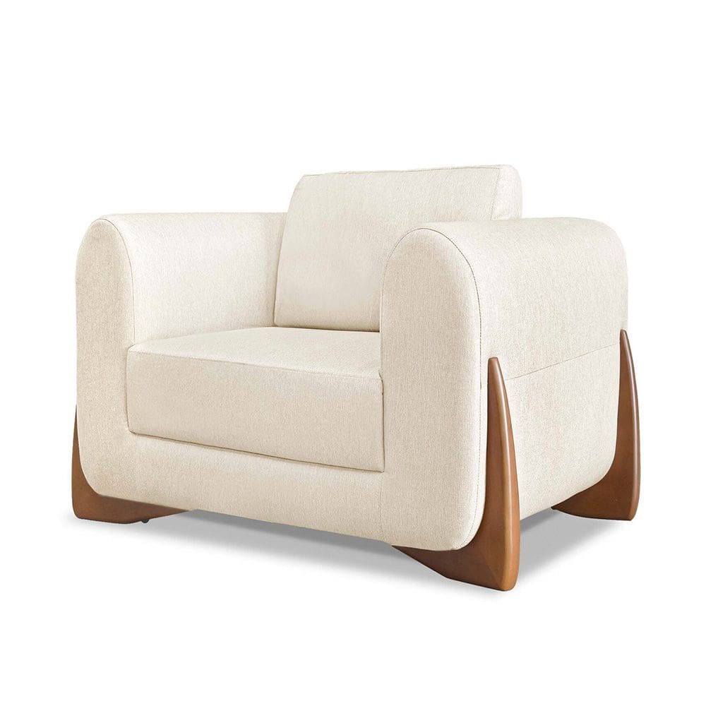 Poltrona Decorativa Nuvina Linho Rústico Natural - Loja Sheep