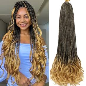 Crochet Hair WOKAA Goddess Box Braids French Curl 22 em 7 pacotes