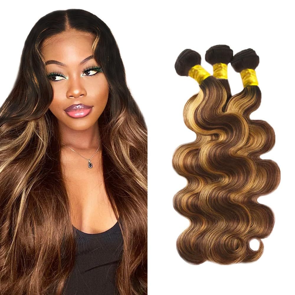 Pacotes de cabelo HuxoWax Ombre Body Wave 1BP4/27 Peruvian Virgin