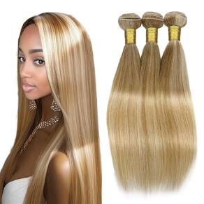 Pacotes de cabelo Dokksiiia 08 10 12 polegadas Blonde Ombre P27613