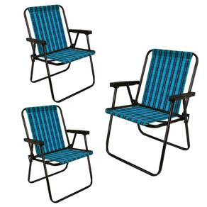 Kit 3 Cadeiras De Área Varanda Lazer Jardim Piscina Camping Xadrez Aço Marine - 2052 Mor