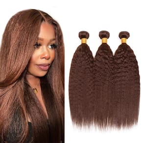 Pacotes de cabelo Leruikair Kinky Yaki Wave Chocolate Brown 4 35-45cm