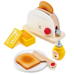 Conjunto de torradeiras Pretend Play em forma de madeira branca para crianças em idade pré-escolar