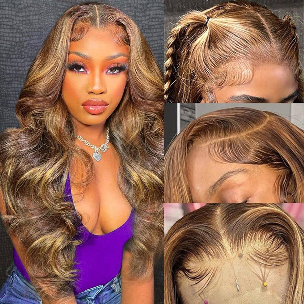 Peruca frontal de renda SWEETGIRL Highlight Ombre Human Hair 22"